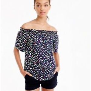 J Crew Off the Shoulder Multi Color Ratti Top